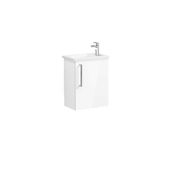 Модуль Root 45 см с квадратной раковиной, с дверцей, глянцевый белый, правосторонний