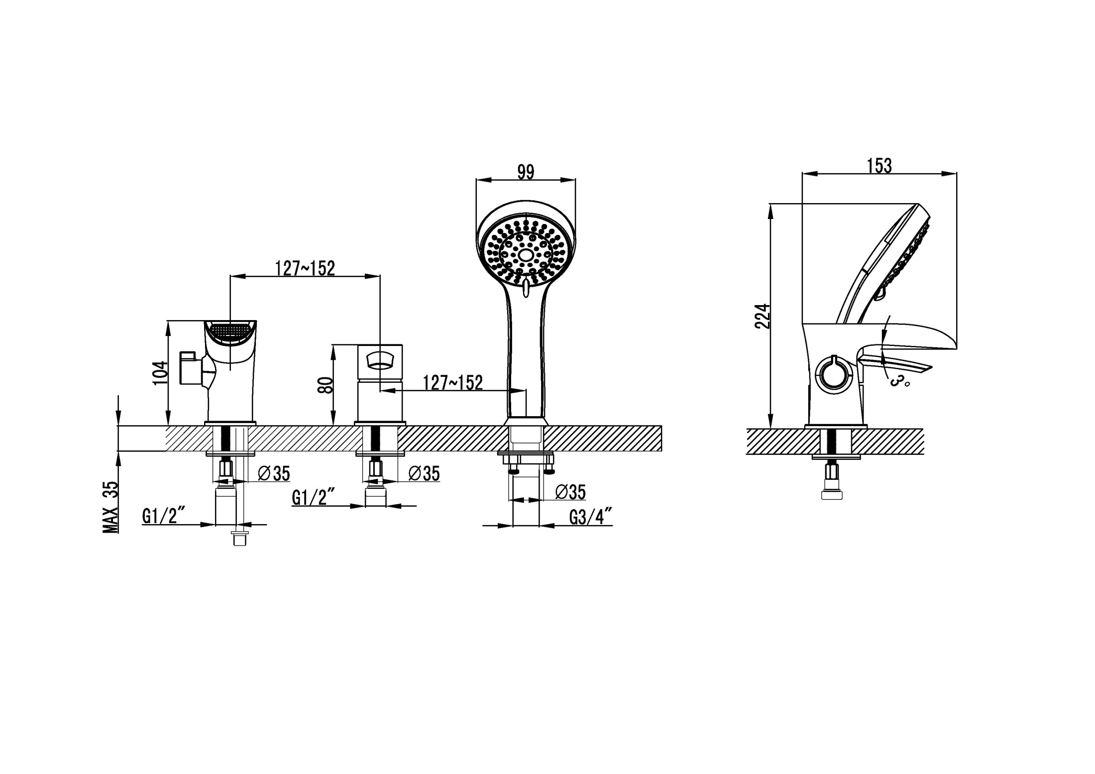 Смеситель Lemark Atlantiss LM3245C на борт ванны