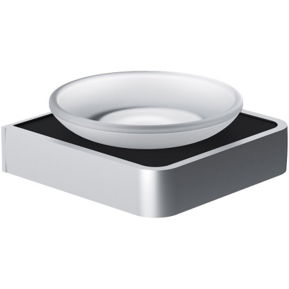 Стеклянная мыльница Jupiter с настенным держателем, 4,5х12х12,1 см, цвет черный с серебром, DA7734200