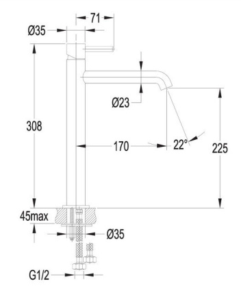 Смеситель для умывальника высокий OMNIRES Y Y1212NI (никель) Смеситель для умывальника высокий OMNIRES Y Y1212NI (никель)