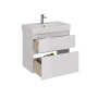 Тумба Lemark COMBI 80см под 1 раковину, подвесная/напольная, 2 ящика, цвет корпуса, фасада: Белый глянец