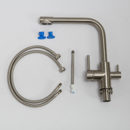 Смеситель для кухни с краном для питьевой воды, нержавеющая сталь, исполнение сатин BB-LAM15-IN