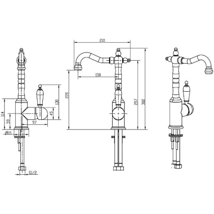 Смеситель для умывальника, высокий _Комплект