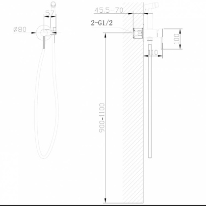 Смеситель ABBER Wasser Kreis AF8125 с гигиеническим душем, хром