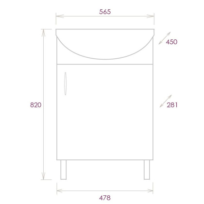 Тумба Onika Эко 52 Black напольная, белая/дуб сонома, разборная (ум. Акватон 52)