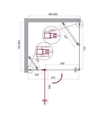 Душевой уголок BelBagno ETNA-AH-12-90/80-C-Cr Душевой уголок BelBagno ETNA-AH-12-90/80-C-Cr