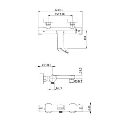 Смеситель для ванны с термостатом, TERMO, арт. 34200TM