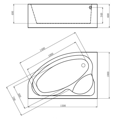 Акриловая ванна Gemy 150х100 G9009 B L Акриловая ванна Gemy 150х100 G9009 B L