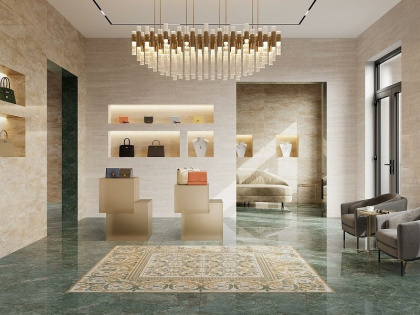 Декор HGD\A517\SG6062RL Эвора Бежевый (60см*60см*11мм) (4шт/1,44м2) Продолжение угла Глянцевый, шт