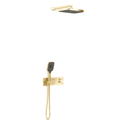 Душевой комплект VSFW-422T1BG встраиваемый, термостатический, 2 режима, брашированное золото