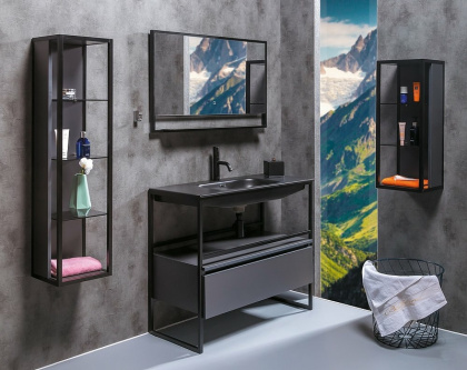 Пенал LOFT низкий антрацит, полки стекло 895-A Boheme Пенал LOFT низкий антрацит, полки стекло 895-A Boheme
