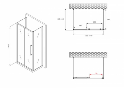 Душевой уголок ABBER Schwarzer Diamant AG30170BMH-S100BM-S100BM