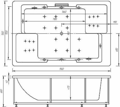 Ванна  Дорадо пустая с фр.экр. (вклеенный каркас)
