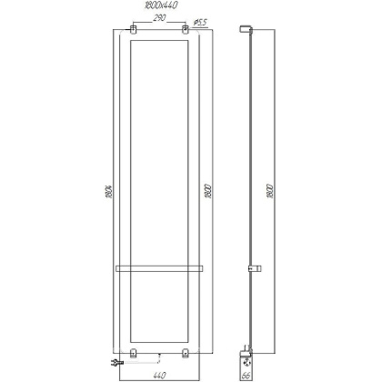 Полотенцесушитель электрический Allen Brau Infinity 180x44 8.21006.GL (без креплений)
