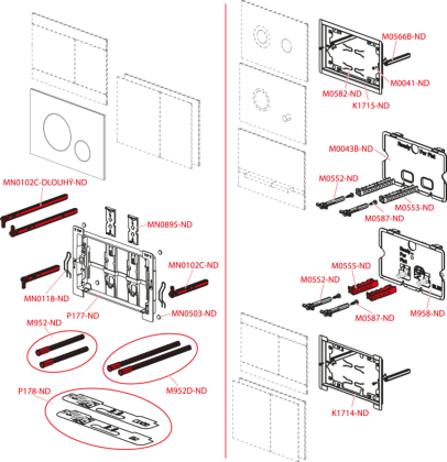 Кнопка управления для скрытых систем инсталляции, GOLD-мат
