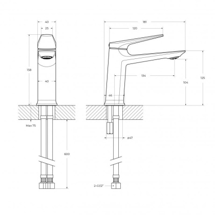 Смеситель для раковины без донного клапана CEZARES LINER-LS-W0