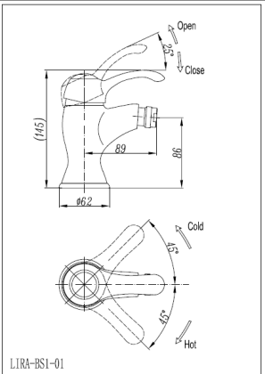 LIRA-C-BS1-01 Смеситель для биде Исполнение: Хром  LIRA-C-BS1-01 Смеситель для биде Исполнение: Хром