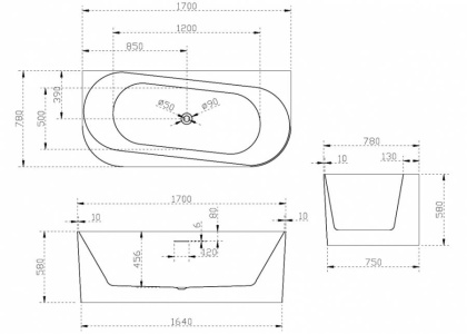 Акриловая ванна Abber 170х78 AB9494-1.7 Акриловая ванна Abber 170х78 AB9494-1.7