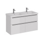 Тумба Lemark BUNO 125см под 2 раковины, подвесная/напольная,4 ящика, цвет корпуса, фасада: Белый глянец