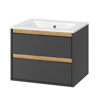 Тумба под раковину EXCELLENT Tuto 60 см (серый/дуб), 2 ящика