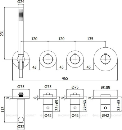 Смеситель для ванны с душем Paffoni Modular Box MDE000HG Смеситель для ванны с душем Paffoni Modular Box MDE000HG