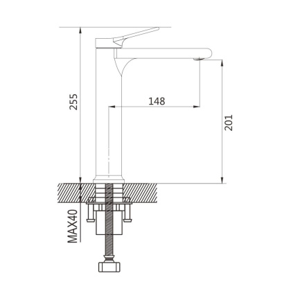 Смеситель для раковины латунь, черный S8311H