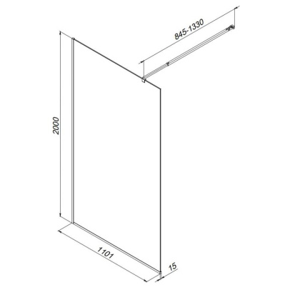W84WI-110-F1-MTE Душевая перегородка Func 110x200, стекло прозр. 8 мм + покрытие, профиль мат хром