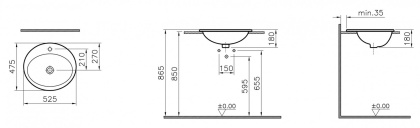 S20 Накладная раковина 53cm-цвет белый