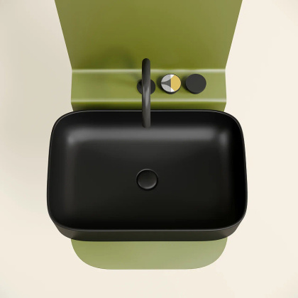 Умывальник чаша накладная прямоугольная (цвет Черный Матовый) Element 605*380*122мм