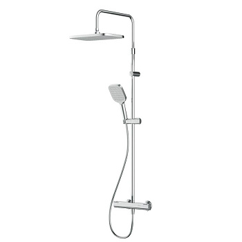 F078F400 Func, душ. система: Смеситель д/душа с ТМС, душ.штанга, верхн. душ квадр., ручн.душ, Хром