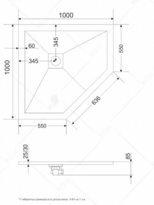 Душевой поддон RGW ST/T-W 100 x 100 см, трапеция, из искусственного камня, белый, 16155100-01 Душевой поддон RGW ST/T-W 100 x 100 см, трапеция, из искусственного камня, белый, 16155100-01
