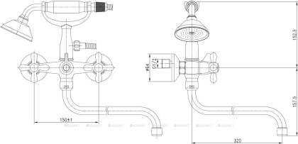 Смеситель для ванны с душем Aquanet Opera SD98909A Смеситель для ванны с душем Aquanet Opera SD98909A