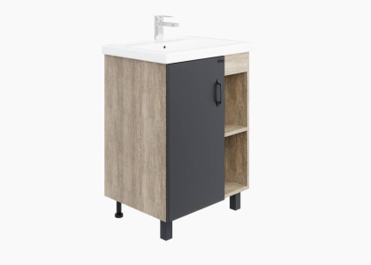 Тумба Onika Тимбер 60 напольная, серая мат./дуб сонома (ум. Фостер 60)