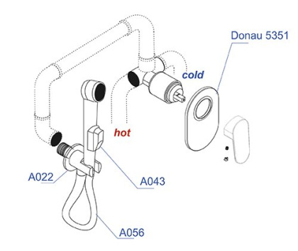 A11056 Встраиваемый комплект для биде со шлангом 100 см Wasserkraft
