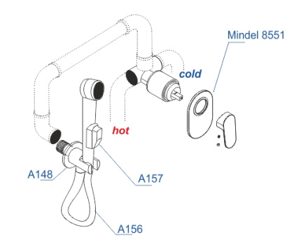 A85056 Встраиваемый комплект для биде со шлангом 150 см Wasserkraft
