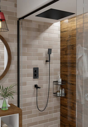 Душевая система Timo Petruma SX-5019/03SM скрытого монтажа с термостатом, черная матовая