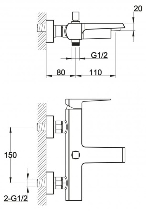 ARLIE Смеситель для ванны и душа, хром ARL-VASM-CRM