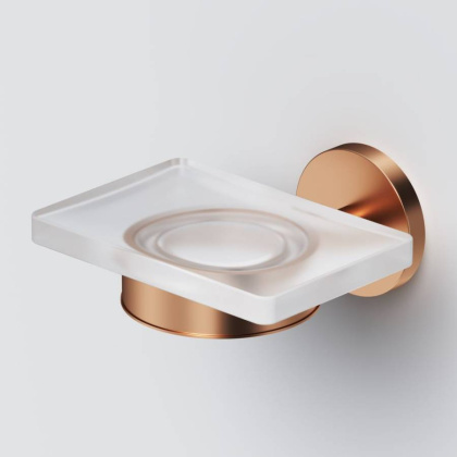 Стеклянная мыльница с настенным держателем, розовое золото A85A34244