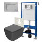 Сет: Система инсталляции Point Элемент для подвесного унитаза PN45120 + Клавиша смыва для инсталляции Point Ника, хром, PN44081C + Унитаз подвесной Point Меркурий безободковый, сид.дюропласт микролифт быстросъем, графит, PN41831GM