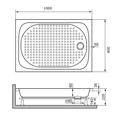 Душевой поддон RGW Lux/TN 80 x 100 см прямоугольный, акриловый, белый, 16180280-21