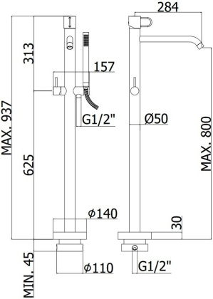 Смеситель для ванны с душем Paffoni Joker JK032NO Смеситель для ванны с душем Paffoni Joker JK032NO