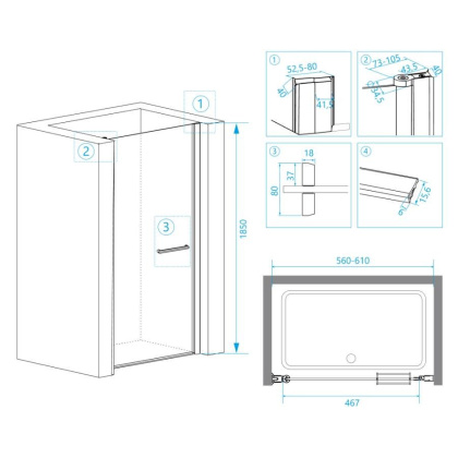 Душевая дверь RGW Passage PA-03 60 04080306-11 профиль Хром стекло прозрачное