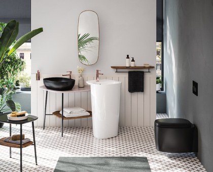 Подвесной безободковый унитаз Plural Rim-Ex, цвет Матовый Черный