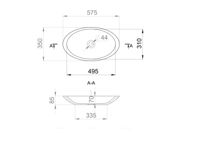 Раковина Salini S-Stone Callista 57 см 1101202SMRF, матовая