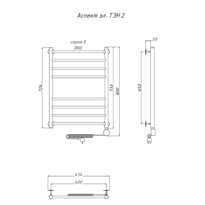 Полотенцесушитель Аспект эл ТЭН 2 80*40 (ЛЦ6)