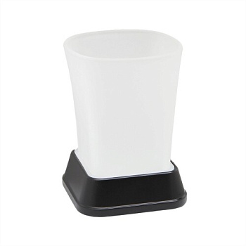 Стакан для зубных щеток Amper, 7,8х11х7,8 см, черно-белый, K-5428B