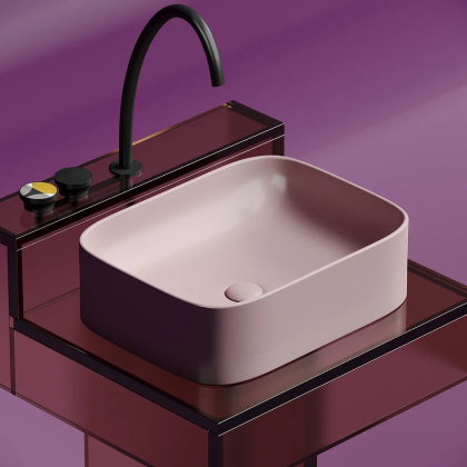 Умывальник чаша накладная прямоугольная (цвет Розовый Матовый) Element 505*380*150мм