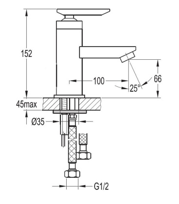 SIESTA-F-LS-01-W0 Смеситель на раковину, без донного клапана SIESTA-F-LS-01-W0 Смеситель на раковину, без донного клапана