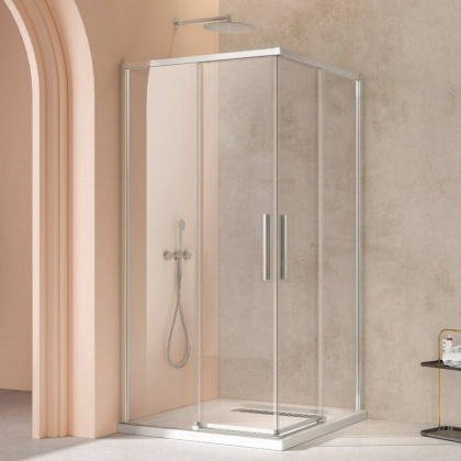 Душевой уголок Слим-Н (Slim-N) VSP-4SN100CLBN, 1000*1000, брашированный никель, стекло прозрачное