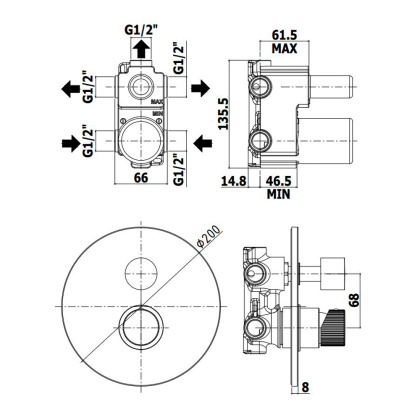 Смеситель для душа Paffoni Jo JO019CR (с внутренней частью)
